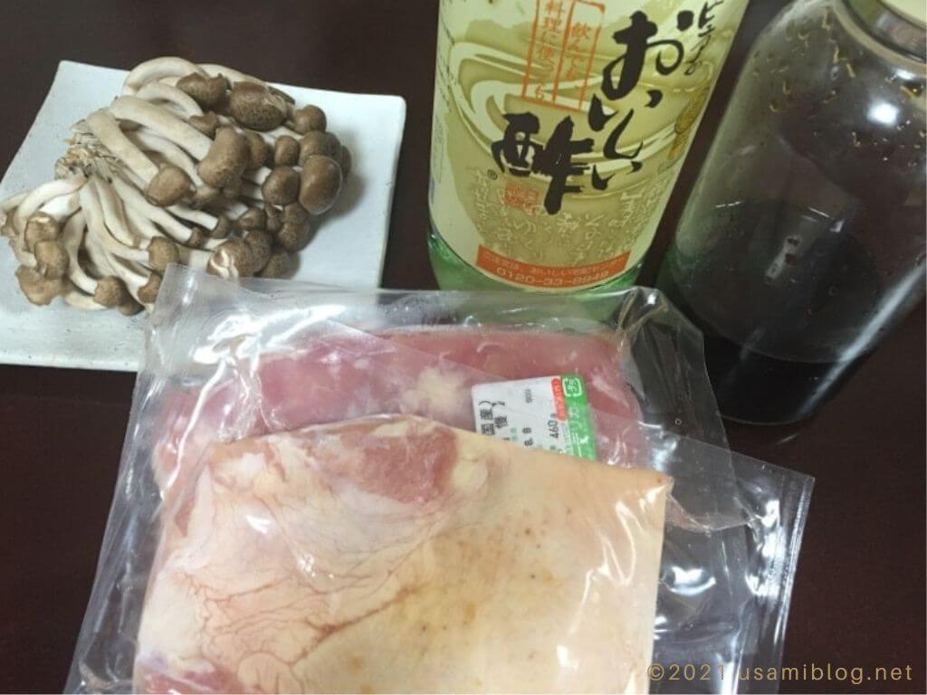 鶏肉の酢しょうゆ照り焼き　材料